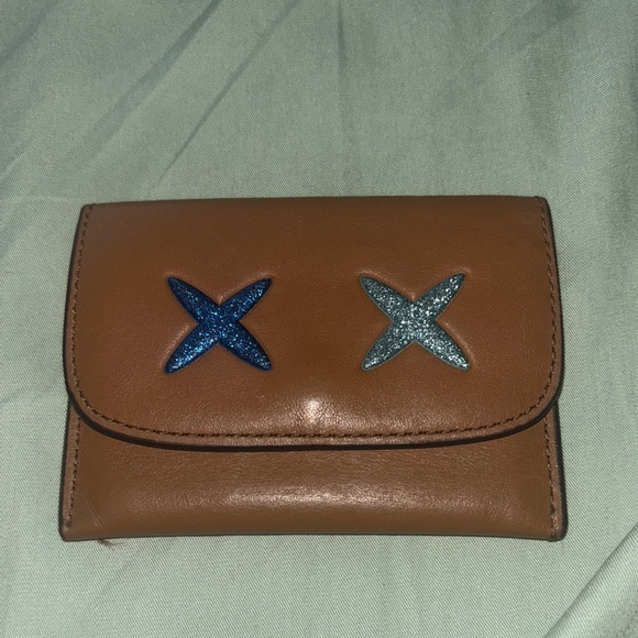 Coach Handbags - Brown Coach wallet with blue glitter accents